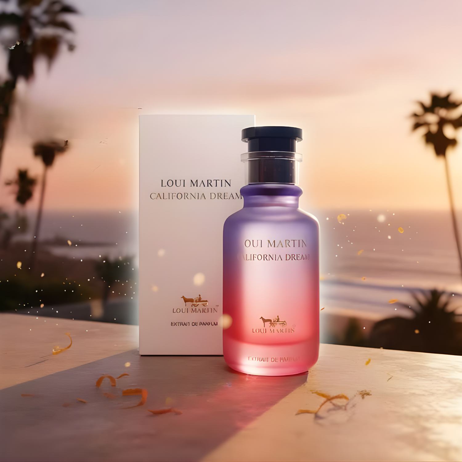 Flacon et boîte California Dream Loui Martin parfum frais lumineux