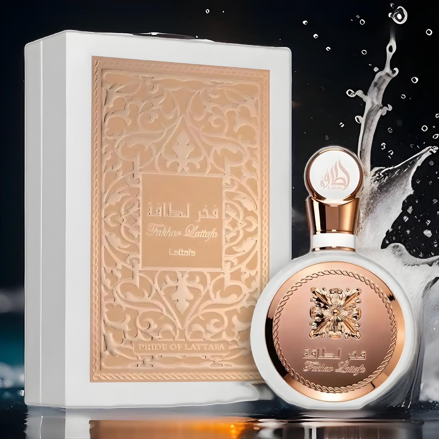 Flacon et boîte Fakhar Rose Lattafa parfum femme floral élégant